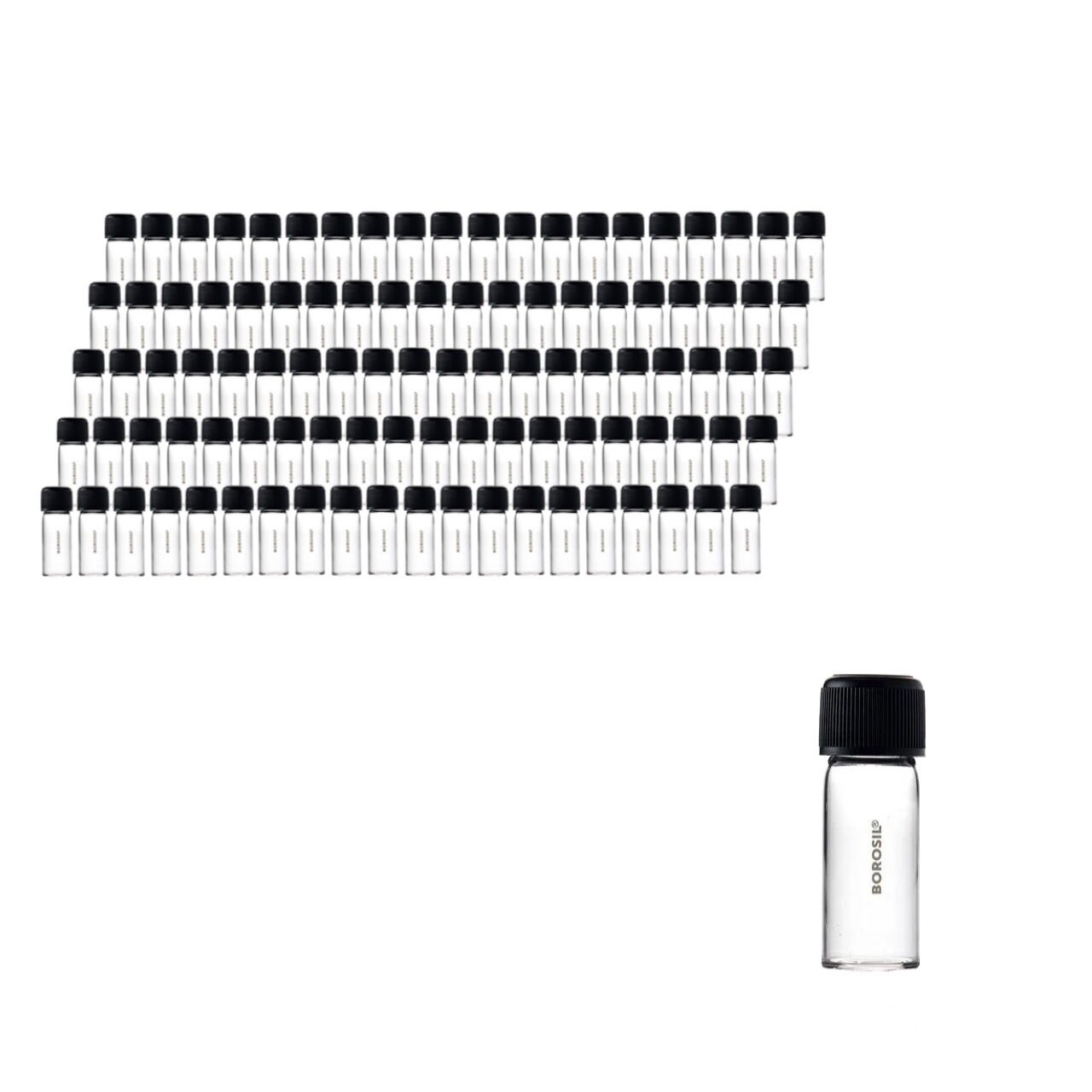 Borosil Cam Deney Tüpü 15ml Dibi Düz - Kapaklı Tüp 100lü