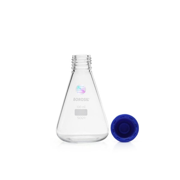 Borosil Cam Erlen 100 ml - Erlenmeyer Flask GL45 Kapaklı