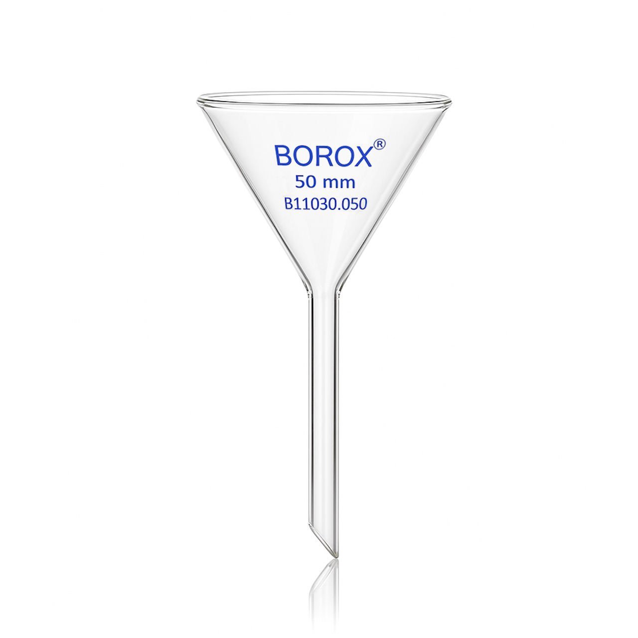 Borox Cam Huni 50 mm - Kısa Saplı Laboratuvar Huni