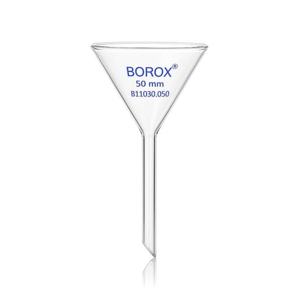 Borox Cam Huni 50 mm - Kısa Saplı Laboratuvar Huni