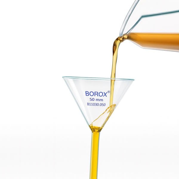 Borox Cam Huni 50 mm - Kısa Saplı Laboratuvar Huni