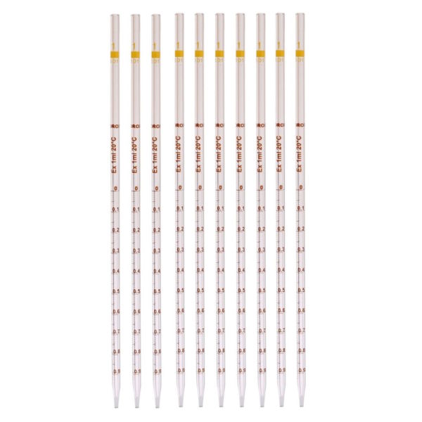 Borox Cam Dereceli Pipet 1 ml - Serolojik Pipet - 10 Adet