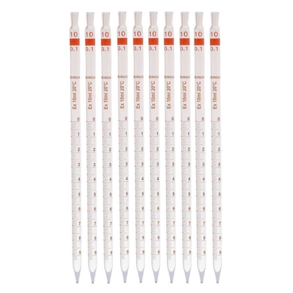 Borox Cam Dereceli Pipet 10 ml - Serolojik Pipet - 10 Adet