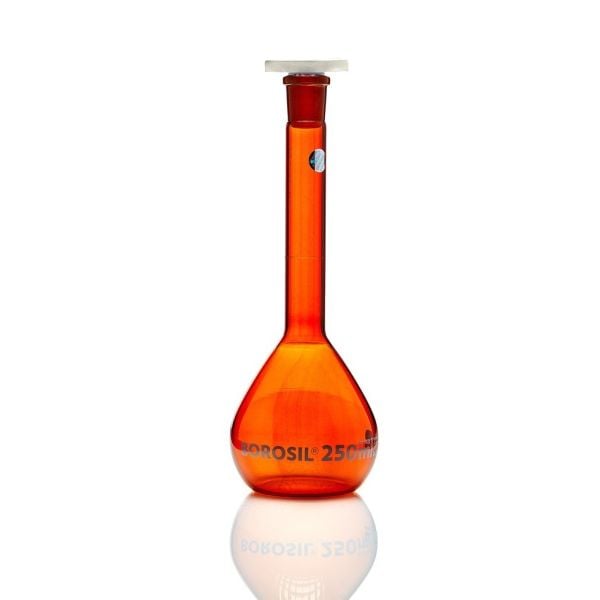 Borosil Cam Balon Joje 250 ml Amber - Plastik Tıpalı Class A - 10 Adet Toptan