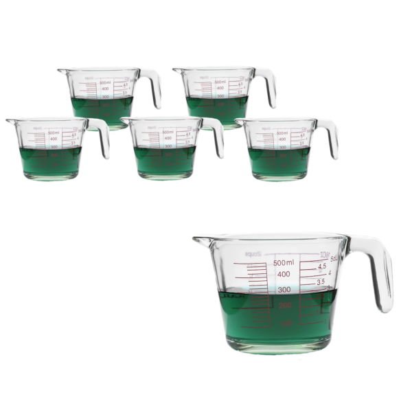 Borox Kulplu Cam Beher 500ml - Ölçü Kabı Beaker - 5 Adet