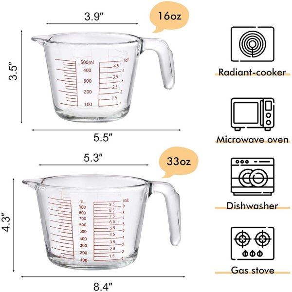 Borox Kulplu Cam Beher 1000ml - Ölçü Kabı Beaker 5 Adet