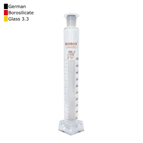 Borox Cam Çalkalamalı Mezür 500 ml - Plastik Tıpalı Dereceli Silindir