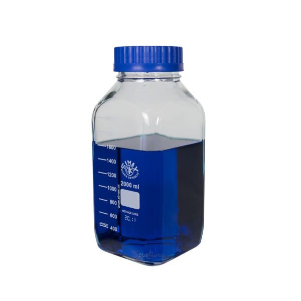 Simax Kare Otoklav Cam Şişe Geniş Ağız 2000ml Kapaklı Şişe