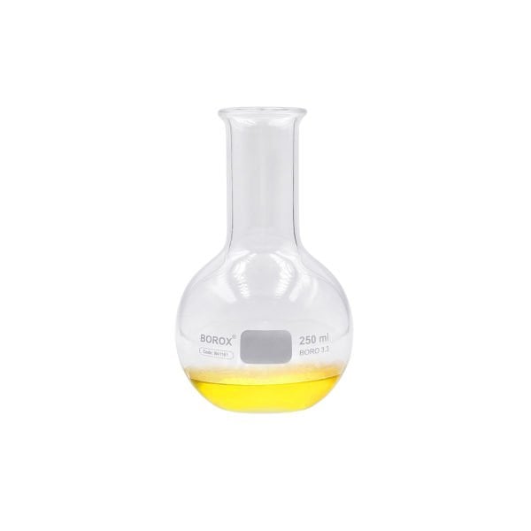 Borox Cam Balon 250 ml - Dibi Düz - Şilifsiz Deney Balonu