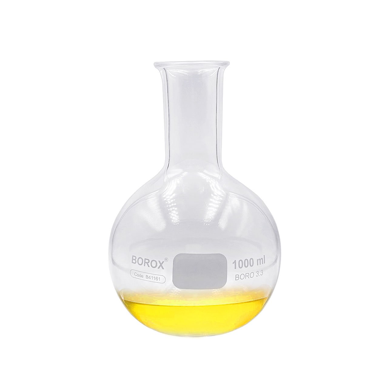Borox Cam Balon 1000 ml - Dibi Düz - Şilifsiz Deney Balonu