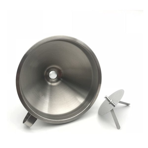Borox Paslanmaz Çelik Huni 110mm - Kulplu Filtreli - 10 Adet