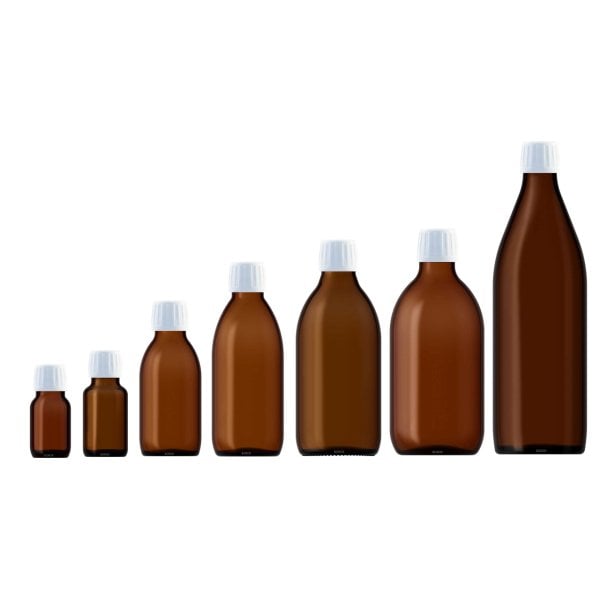 Borox Cam Amber Şişe 100ml - Kilit Kapaklı Kahverengi 100Adet