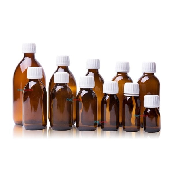 Borox Cam Amber Şişe 100ml - Kilit Kapaklı Kahverengi 100Adet