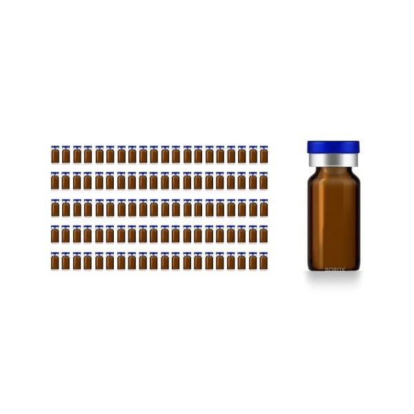 Borox Kapaklı Tıpalı Amber Cam Şişe 10ml - Crimp Vial ND20 - Dibi Düz - 100 Adet Toptan