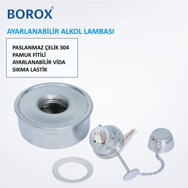 Borox Alkol Lambası 150 ml - Paslanmaz Çelik - Spirit Burner - 10 Adet Toptan