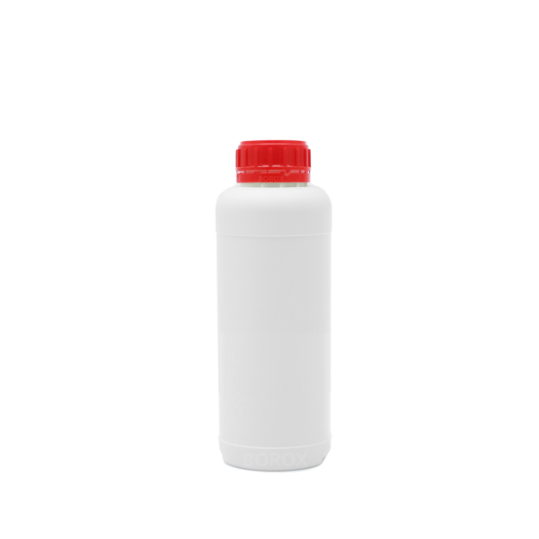 Borox Plastik Yuvarlak Şişe 1000ml - Kırmızı Kapaklı 50 Adet