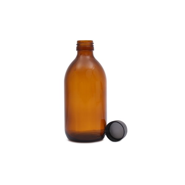 Borox Amber Cam Şişe 300ml - Siyah Kapaklı Şişe 300cc 100Adet