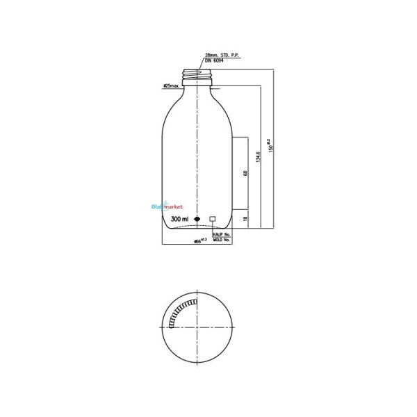 Borox Amber Cam Şişe 300ml - Siyah Kapaklı Şişe 300cc 100Adet