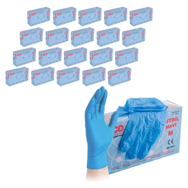 Nitril Eldiven Mavi M Beden - Çok Amaçlı Pudrasız 20 Paket
