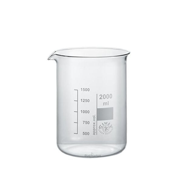 Simax Cam Beher 2000 ml - Kısa Form Isıya Dayanıklı Beaker - 4 Adet Toptan