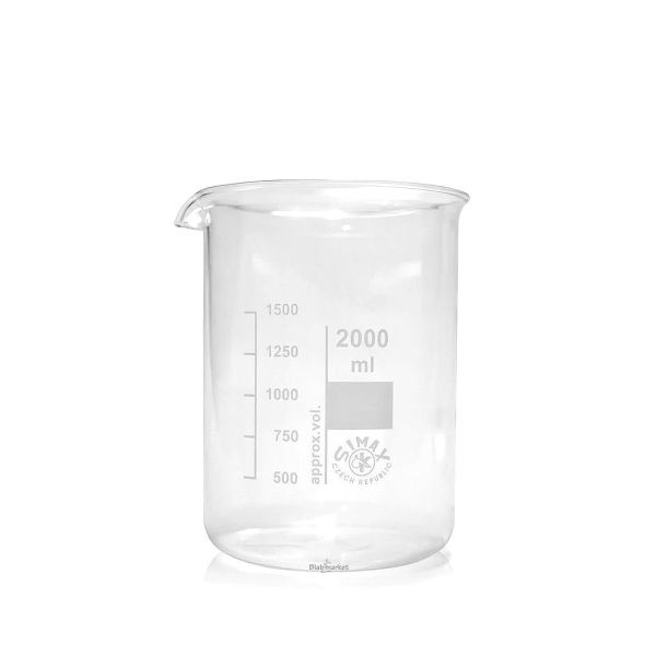 Simax Cam Beher 2000 ml - Kısa Form Isıya Dayanıklı Beaker - 4 Adet Toptan