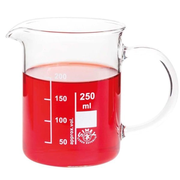 Simax Kulplu Cam Beher 250 ml - Kısa Form Isıya Dayanıklı Beaker -  6 Adet Toptan
