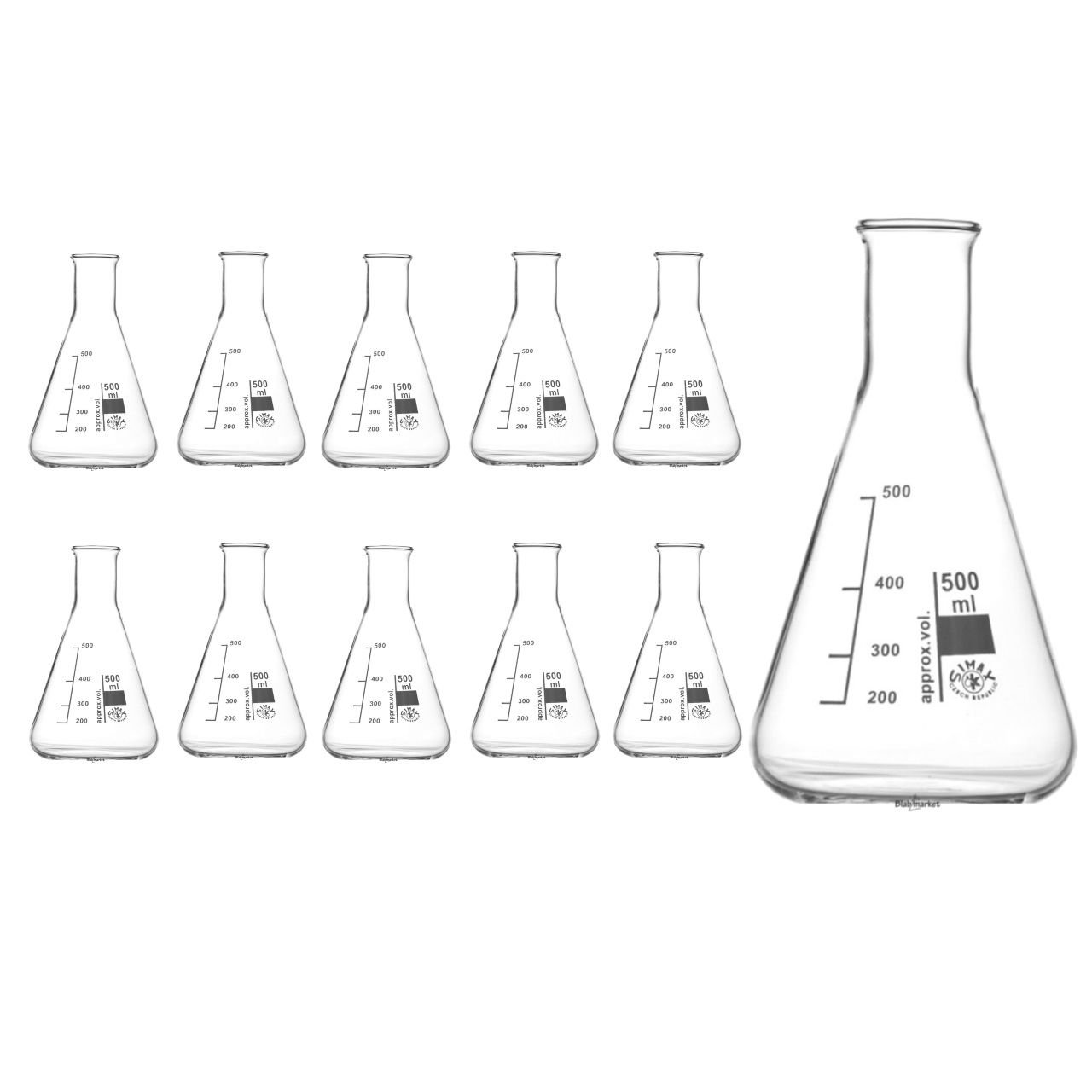 Simax Cam Erlen 500 ml - Erlenmeyer Flask Dar Boyunlu - 10 Adet Toptan