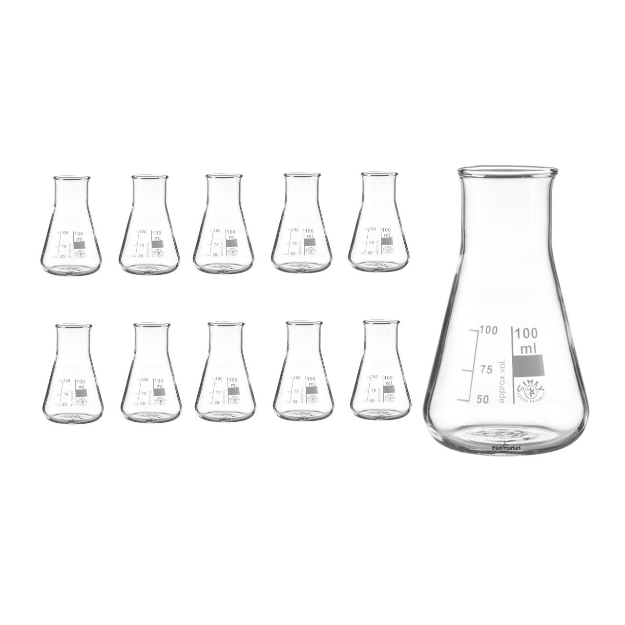 Simax Cam Erlen 100 ml - Erlenmeyer Flask Geniş Boyunlu - 10 Adet Toptan