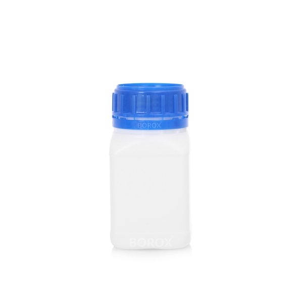 Borox Plastik Kare Şişe 250 ml - Mavi Kapaklı Şişe 5 Adet