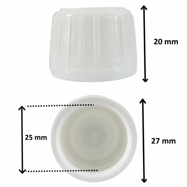 Borox 25pp Beyaz Kilitli Kapak - PE Contalı - 25mm Ağızlı Şişeler İçin Uygundur - 1000 Adet Toptan