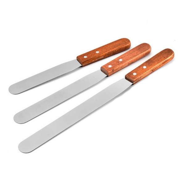 Borox Tahta Saplı Spatül Bıçak 27cm - Paslanmaz Spatula 12li