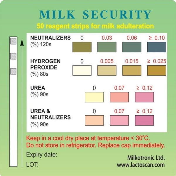 Lactoscan Süt Kalitesi Ölçüm Kiti - Süt Saflık Tayini Strip
