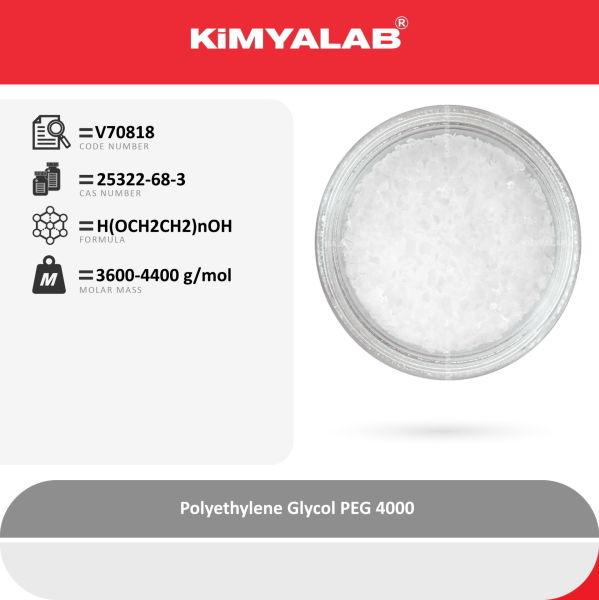 Kimyalab Polietilen Glikol 1 Kg - Payet - Polietilen Glikol 4000 - Polyethylene Glycol PEG 4000