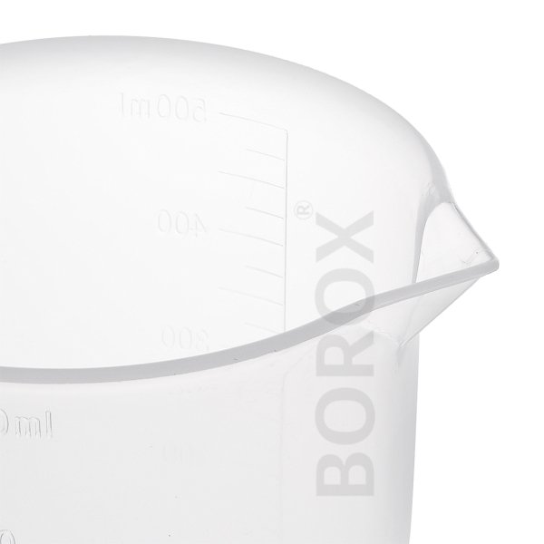 Borox Plastik Beher 500ml - Kabartma Ölçülü Beaker - 50 Adet