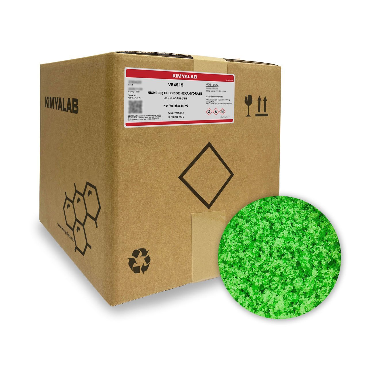 Kimyalab Nikel (II) Klorür - Nickel (II) Chloride Hexahydrate 25 Kg-Koli Toptan