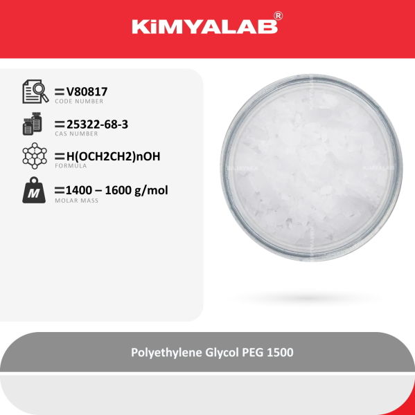 Kimyalab Polietilen Glikol - Payet - Polietilen Glikol 1500 - Polyethylene Glycol PEG 1500 - 25Kg-Koli Toptan