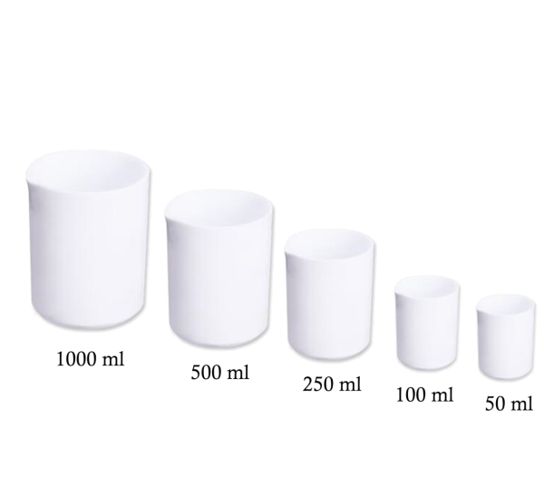 Teflon Beher 50ml - PTFE Isıya Dayanıklı Beaker - 10 Adet