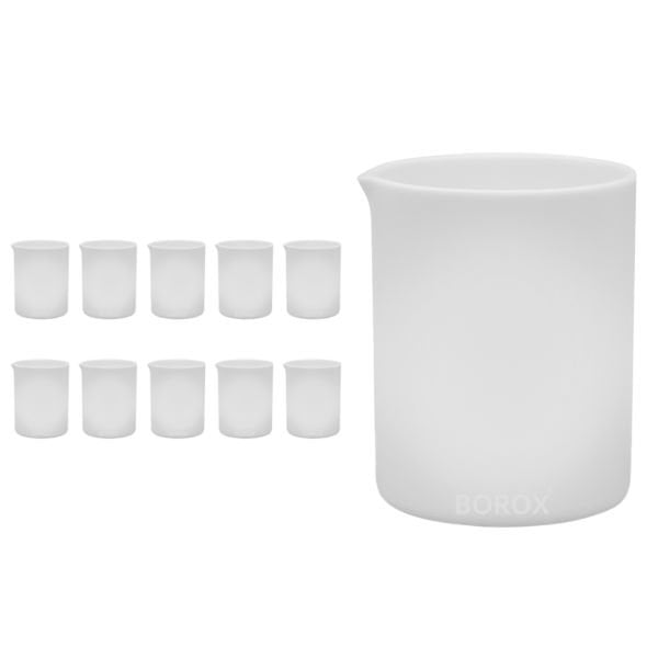 Teflon Beher 1000ml - PTFE Isıya Dayanıklı Beaker - 10 Adet