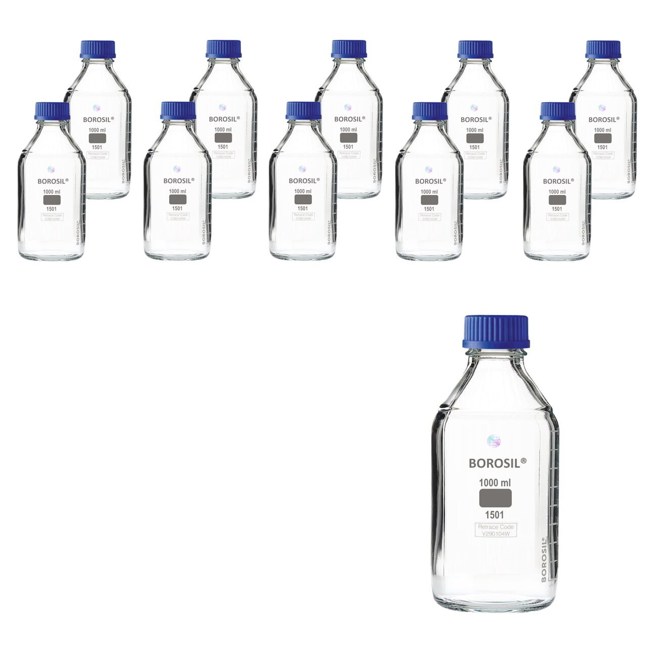 Borosil Cam Otoklav Şişe 1000ml - Vida Kapaklı Şişe - 10Adet Toptan