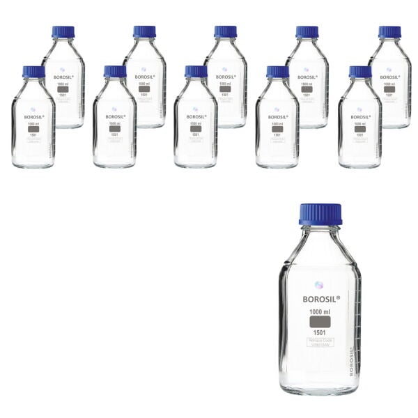 Borosil Cam Otoklav Şişe 1000ml - Vida Kapaklı Şişe - 10Adet Toptan