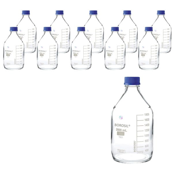 Borosil Cam Otoklav Şişe 2000ml - Vida Kapaklı Şişe - 10Adet Toptan