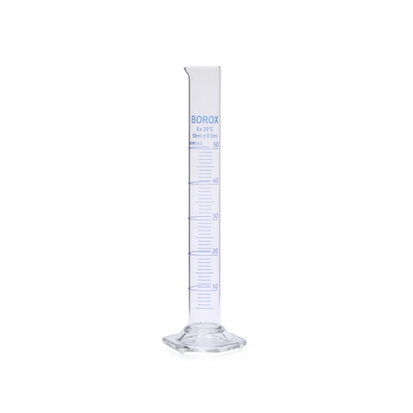 Borox Cam Mezür 50ml - Dereceli Silindir Mavi Skala - 10Adet Toptan
