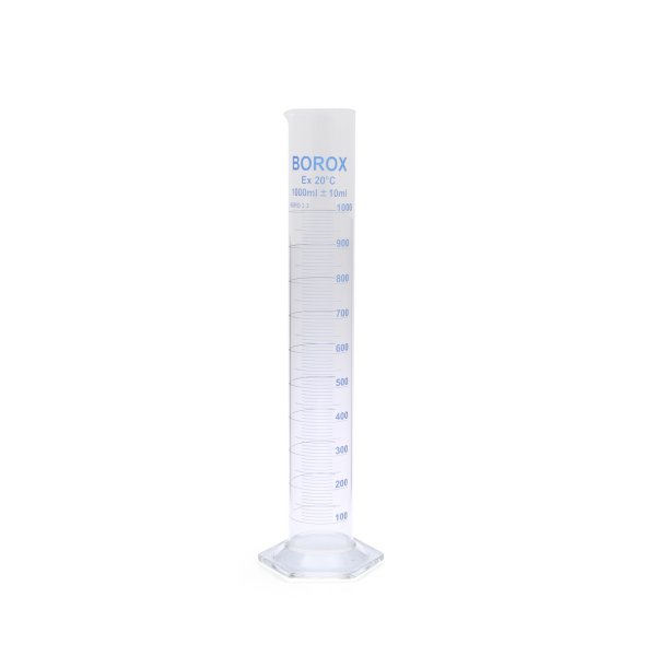 Borox Cam Mezür 1000ml - Dereceli Silindir Mavi Skala 10Adet Toptan