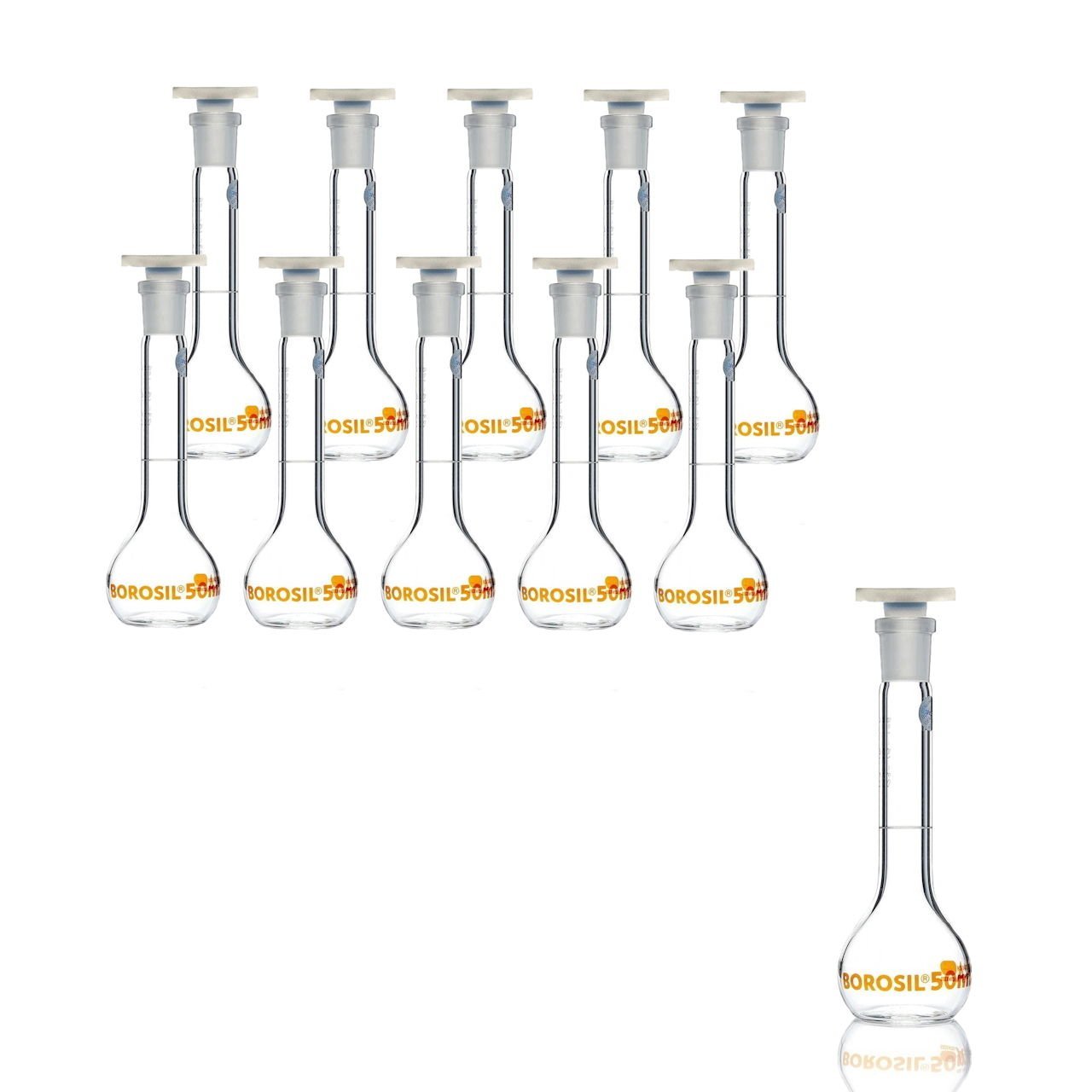 Borosil Cam Balon Joje 50 ml - Plastik Tıpalı 10 Adet Toptan