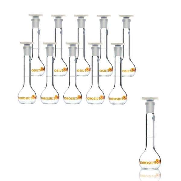 Borosil Cam Balon Joje 50 ml - Plastik Tıpalı 10 Adet Toptan