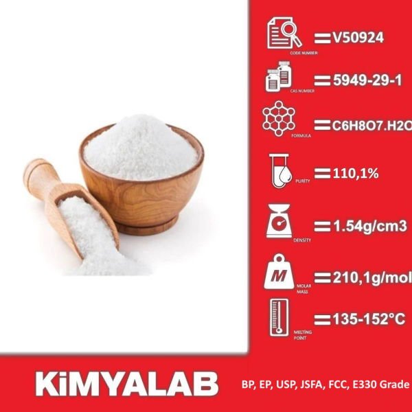 Kimyalab Sitrik Asit Monohidrat - Citric Acid Monohydrate 25 Kg-Koli Toptan