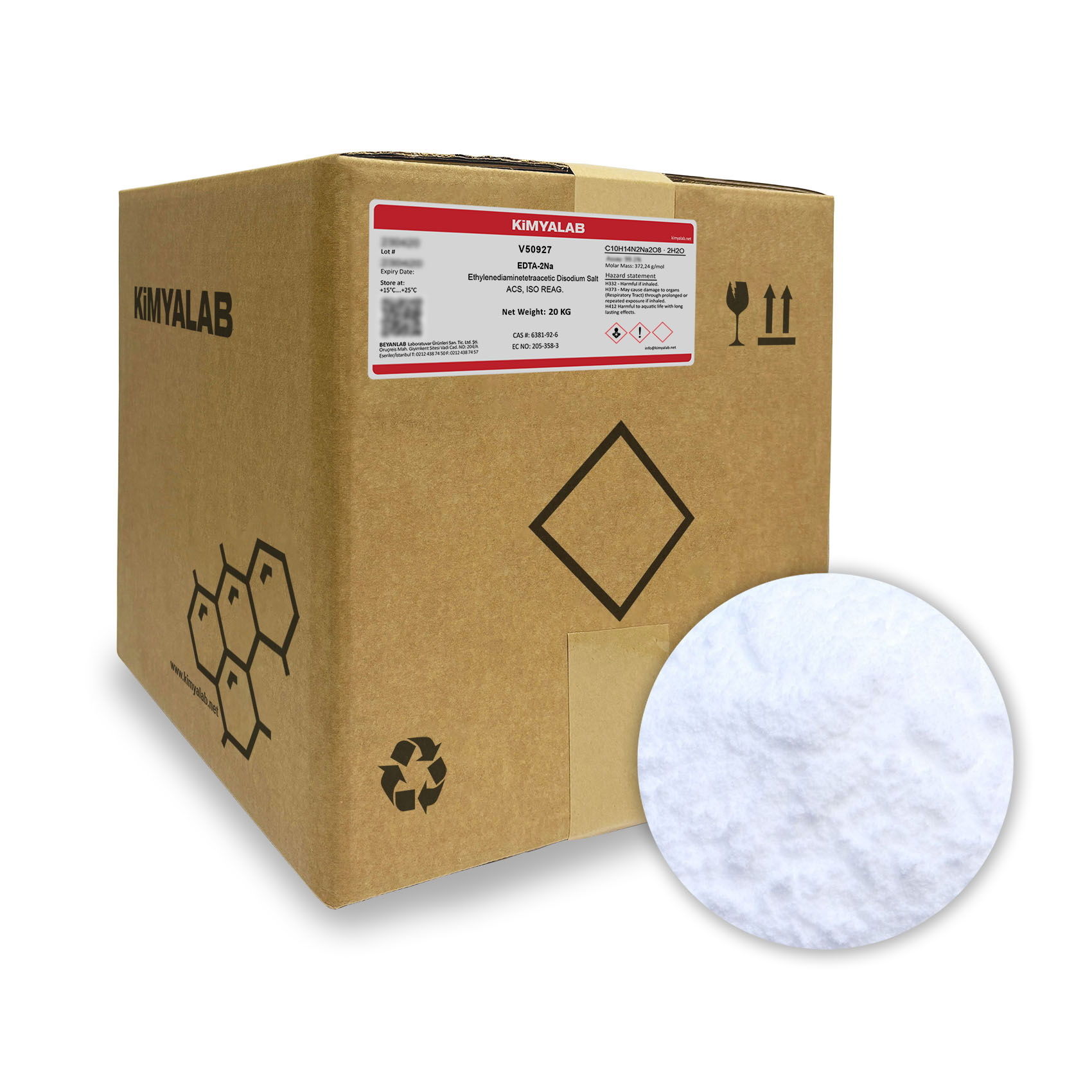 Kimyalab EDTA-2Na Titriplex III - Ethylenediaminetetraacetic Acid 20 Kg-Koli Toptan