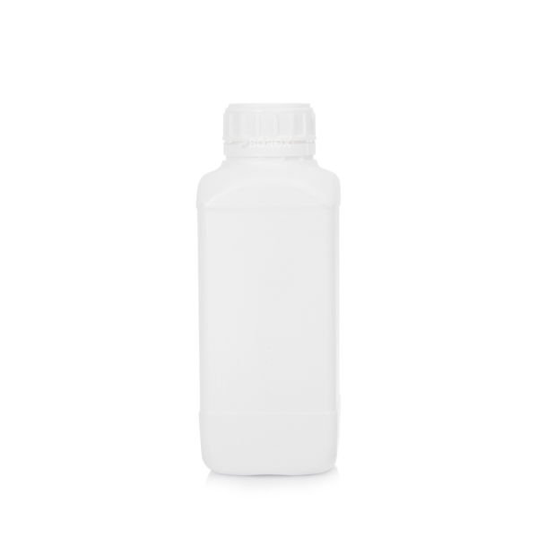 Borox Plastik Kare Şişe 1000 ml - Beyaz Kapaklı Şişe 50 Adet