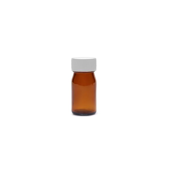 Borox Amber Cam Şişe Geniş Ağız 30 ml - Beyaz Kapaklı Şişe - 100 Adet Toptan