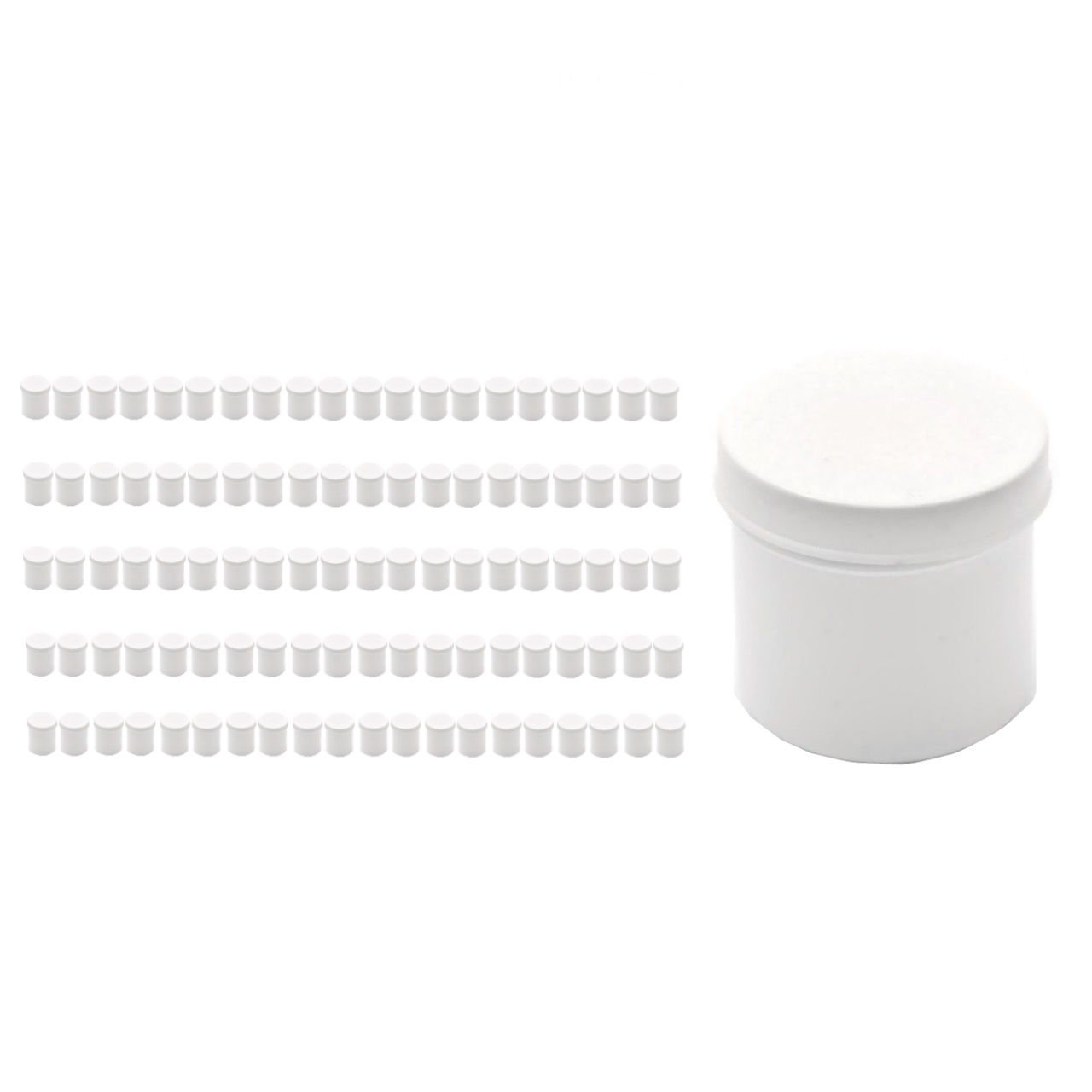 Beyaz Numune Kabı 50ml - Plastik Kapaklı Kutu 50 cc - 100 Adet Toptan